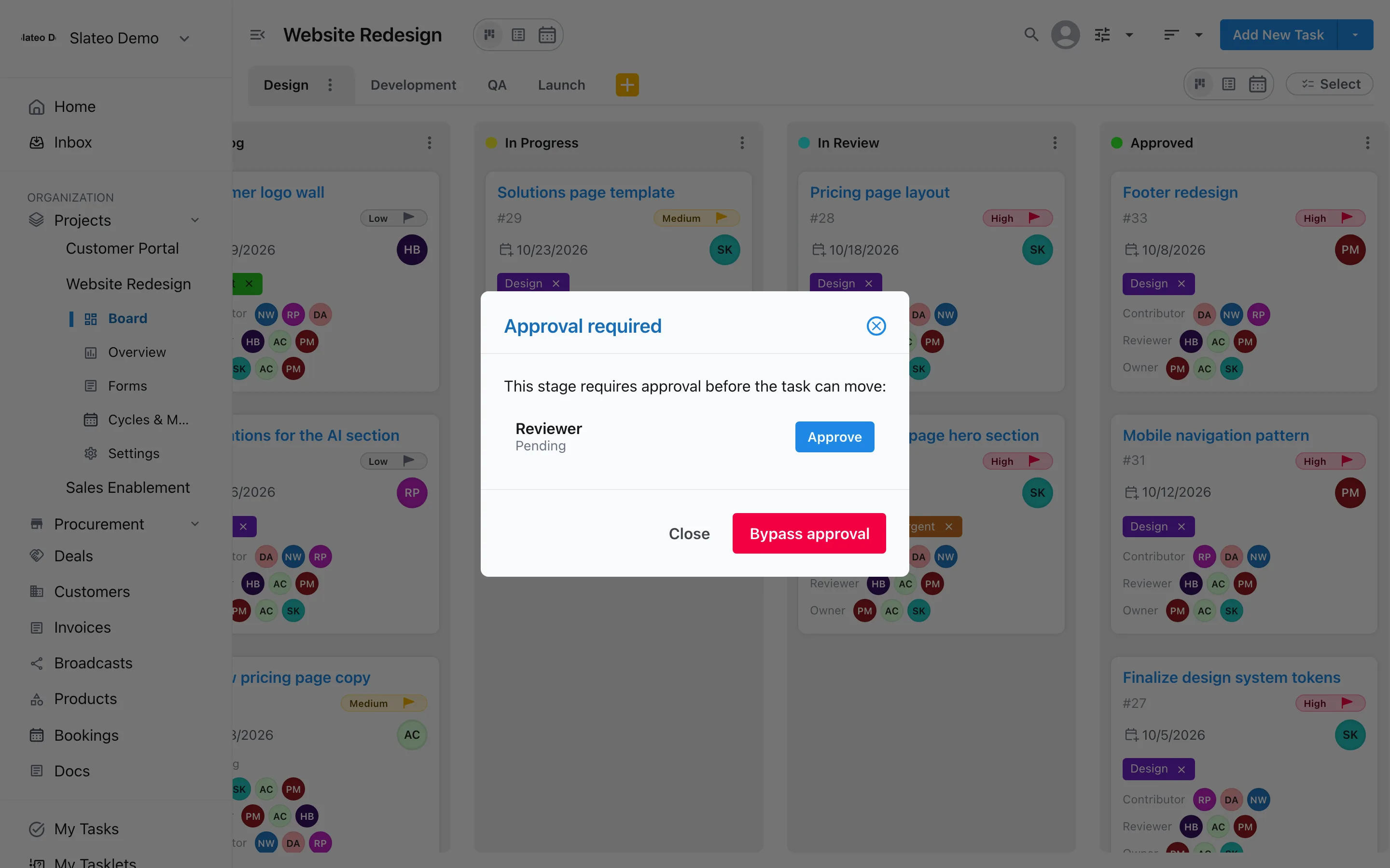 Stage move blocked: the task needs a Reviewer approval before it can move to Approved.