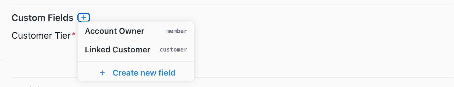 Custom field setup in Slateo