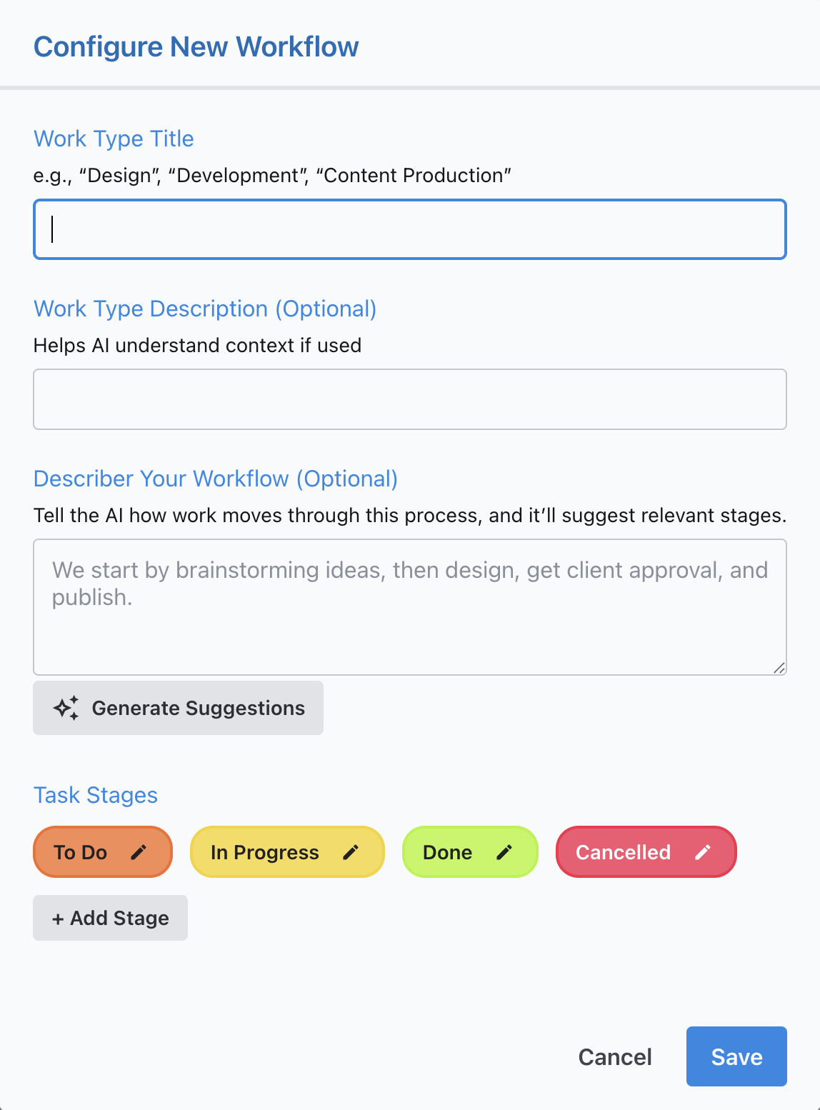 AI Workflow Configuration Screenshot