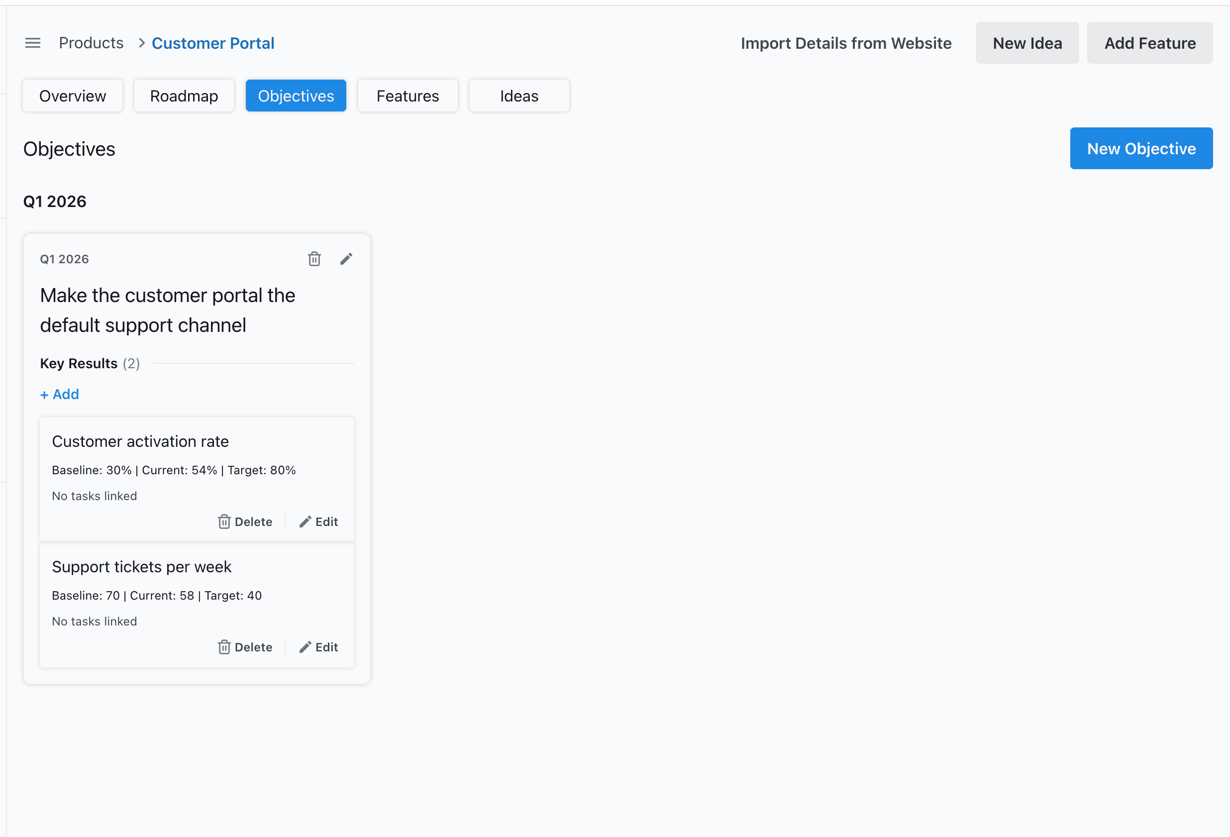 OKR dashboard in Slateo