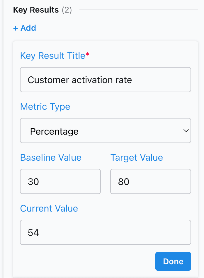 Key result tracking in Slateo