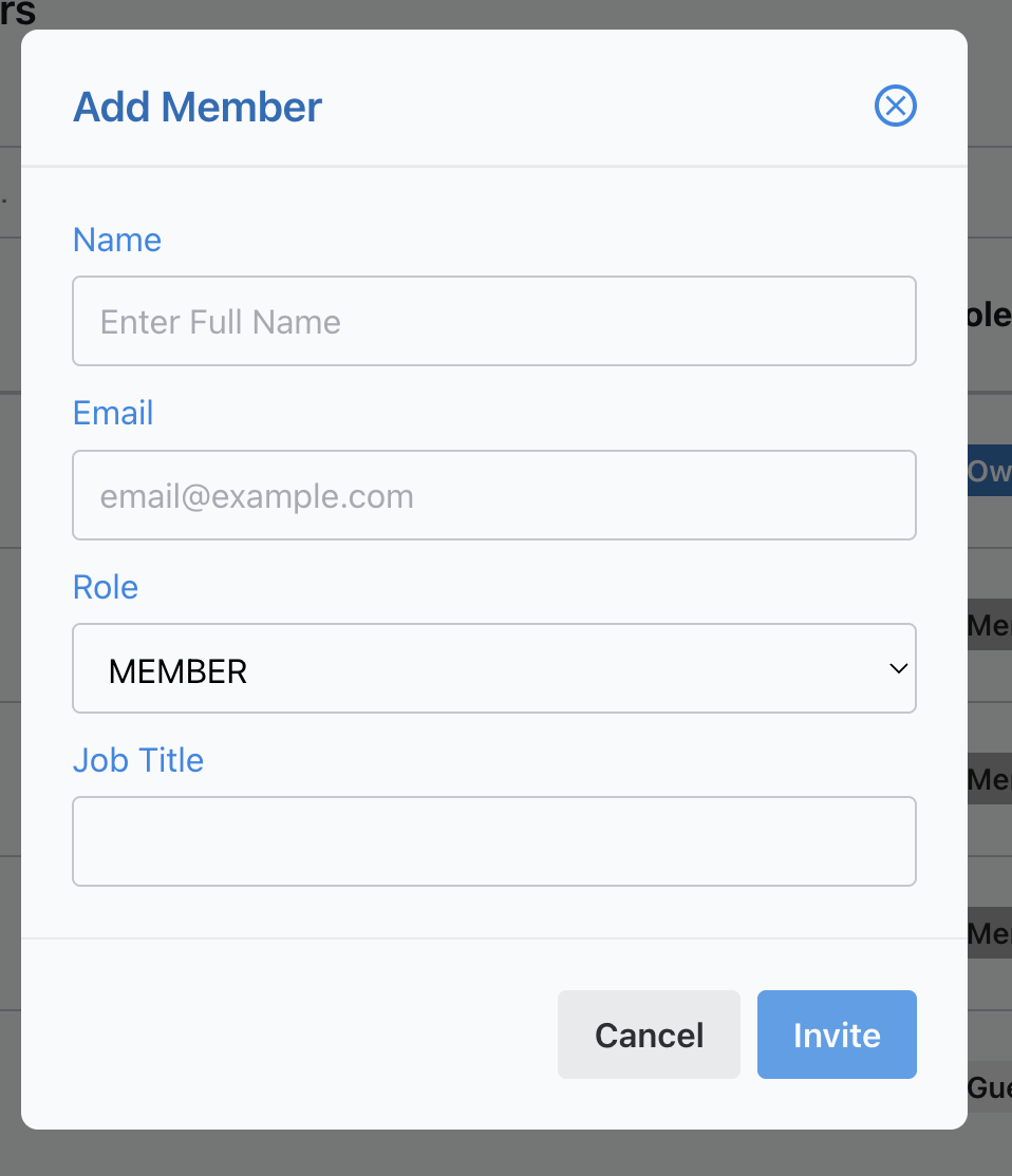 Member list and invites in Slateo