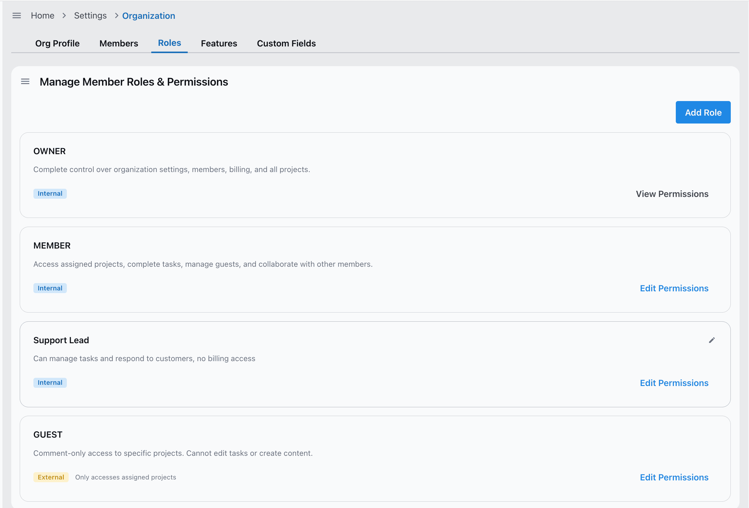 Custom roles configuration in Slateo