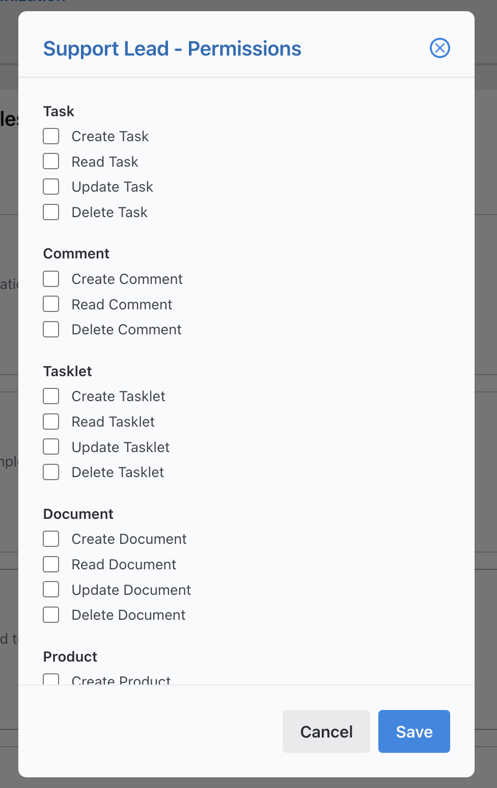 Scoped access settings in Slateo