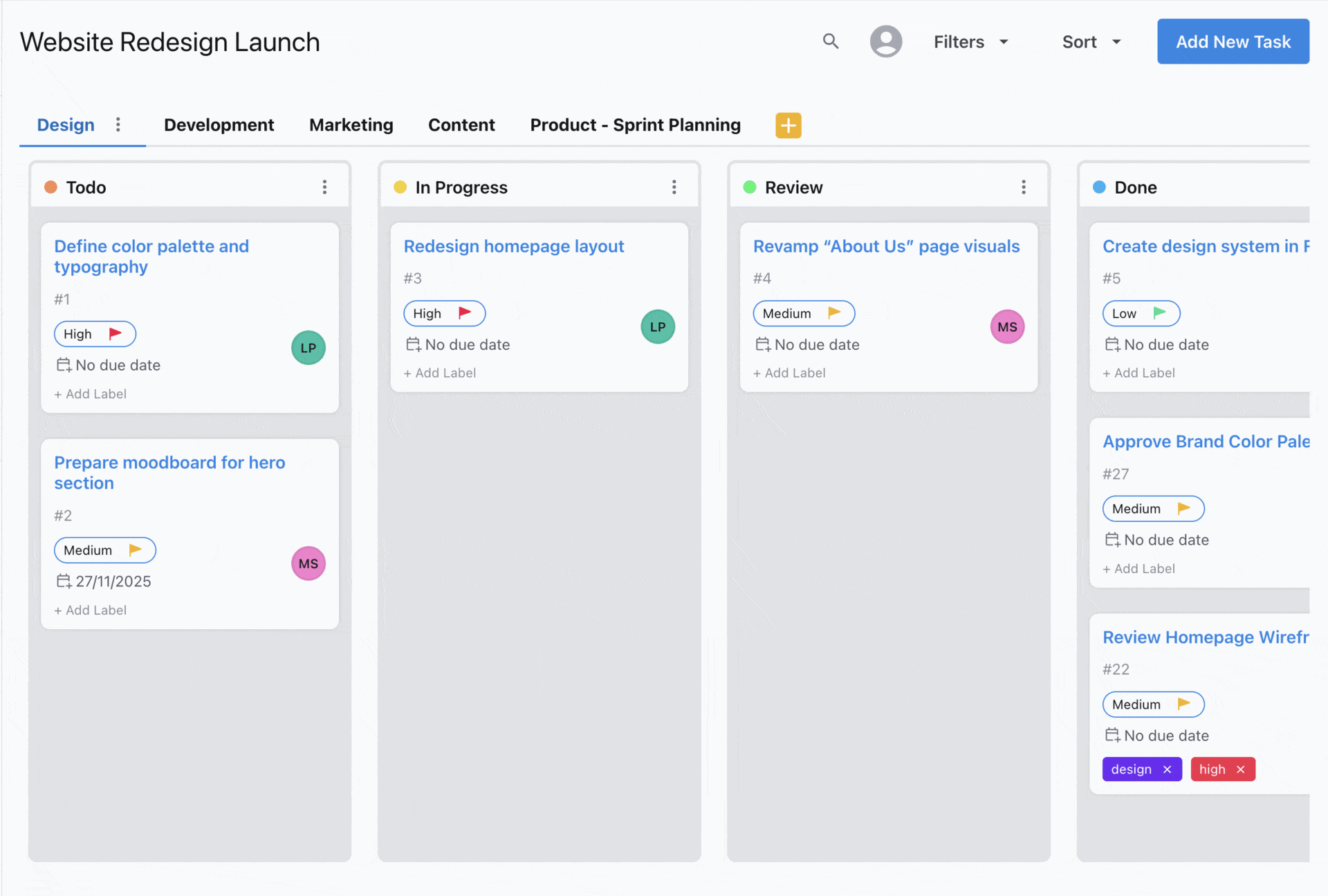 Unified Project Board Screenshot
